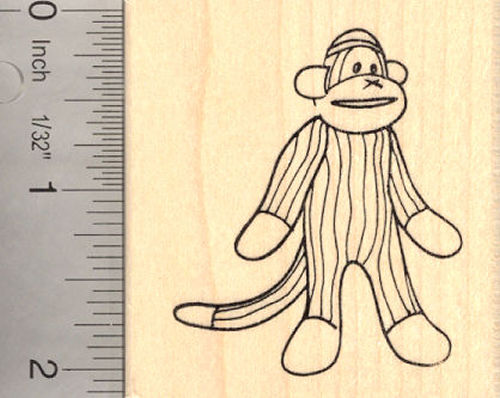 Sock Monkey Rubber Stamp