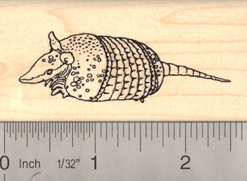 Nine-Banded Armadillo Rubber Stamp