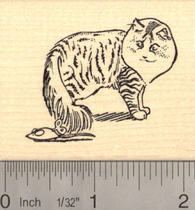 Maine Coon Cat with Toy Mouse Rubber Stamp