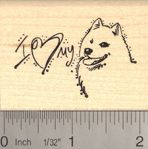 I Love my American Eskimo Dog Rubber Stamp