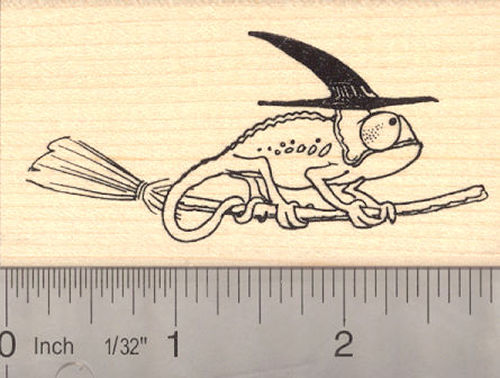 Chameleon Witch, Halloween Rubber Stamp