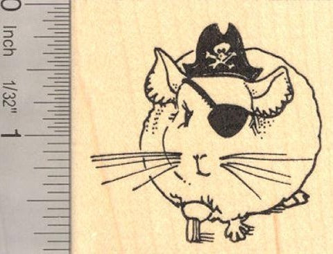 Chinchilla Pirate, Halloween Rubber Stamp