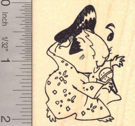 Guinea Pig in Elvis Impersonator Costume (Halloween) Rubber Stamp