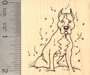 Boxer Dog in the Snow Rubber Stamp