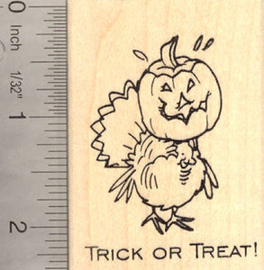 Trick or Treat Halloween Turkey Rubber Stamp