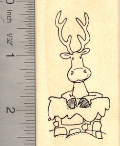 Christmas Reindeer in Chimney Rubber Stamp