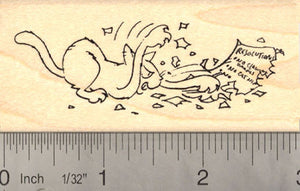 New Year's Resolution Cat (Angry Cat) Rubber Stamp