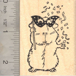New Year Guinea Pig Rubber Stamp, Mardi Gras, Party