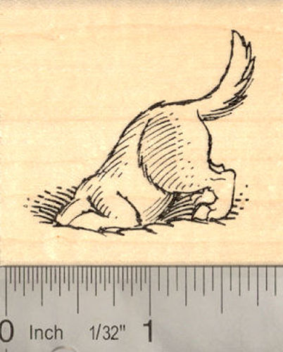 Digging Dog Rubber Stamp
