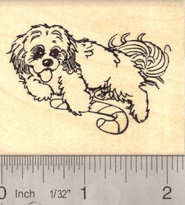 Christmas Dog with Candy Cane Rubber Stamp