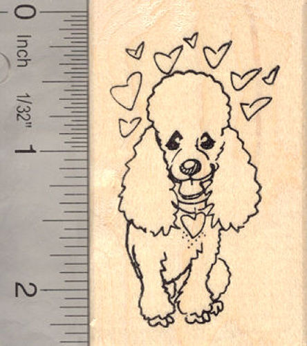 Loving Valentine Poodle Dog Rubber Stamp
