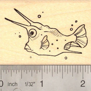 Longhorn Cowfish Fish Rubber Stamp