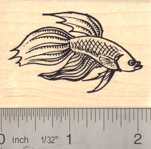 Betta Freshwater Fish Rubber Stamp, Aquarium