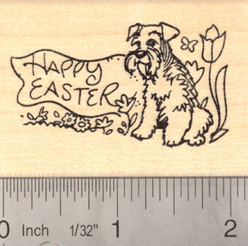 Happy Easter Miniature Schnauzer Dog Rubber Stamp