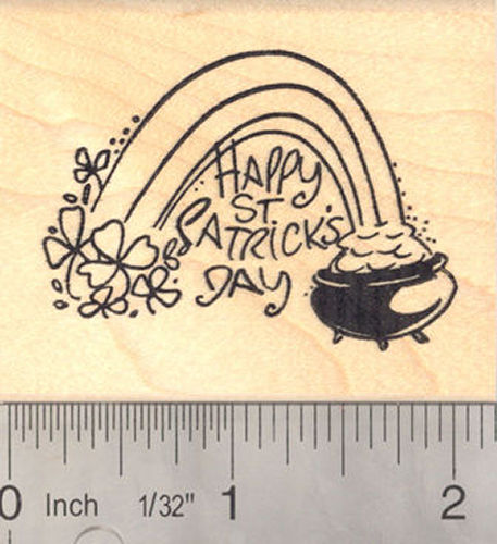 Happy St. Patrick's Day Pot of Gold Rubber Stamp