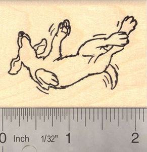 Dog Showing his Belly Rubber Stamp, Friendly Dog Rolling Over
