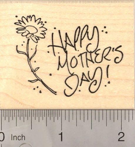 Happy Mother's Day Flower Rubber Stamp