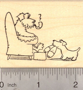 Dog Bringing his Father Slippers, Father's Day Rubber Stamp