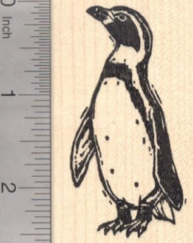 Penguin Woodcut Rubber Stamp