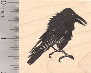 Raven Bird Rubber Stamp, Black Crow