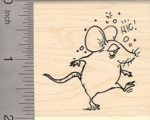 Inebriated Mouse Rubber Stamp, Happy New Year