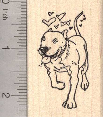 Loving Pit bull terrier dog rubber stamp, Valentine's Day pitbull