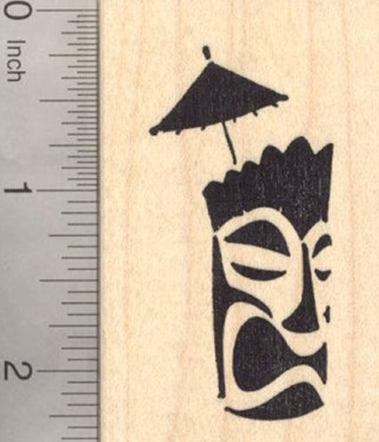 Tiki Mask Drink Rubber Stamp, Silhouette