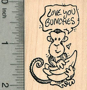 Monkey Love you Bunches Rubber Stamp, Valentine, Mother's Day