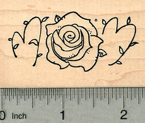 Mother's Day Rose Rubber Stamp, Spells Mom