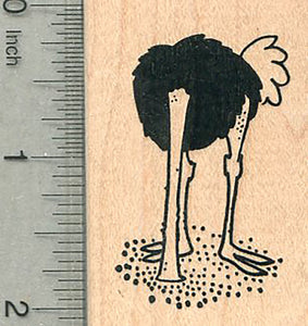 Ostrich Rubber Stamp, Head in Sand