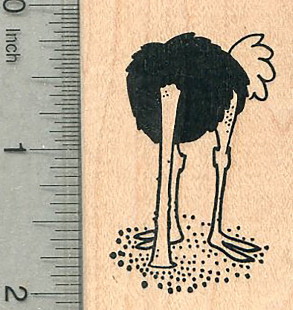 Ostrich Rubber Stamp, Head in Sand