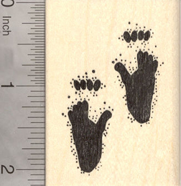 Gorilla Paw Prints Rubber Stamp, Ape pawprint Tracks, Wildlife