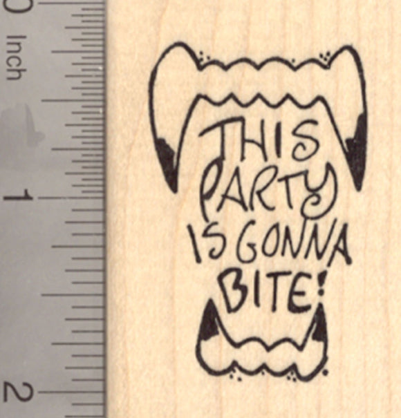 Halloween Party Rubber Stamp, Vampire Teeth, Bite