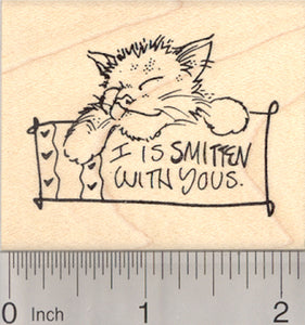 Valentine's Day Cat Rubber Stamp, I is Smitten Kitten