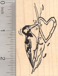 Valentine's Day Woodpecker Rubber Stamp, Bird with Heart