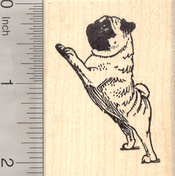 Pug Dog Rubber Stamp, Begging on Hind Legs