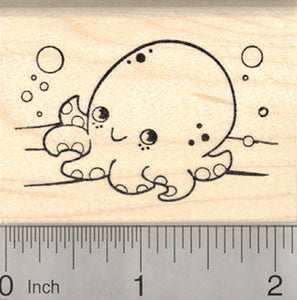 Octopus Rubber Stamp, Cute Baby Marine Wildlife