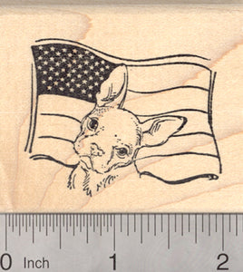French Bulldog July 4th Rubber Stamp, Dog with American Flag