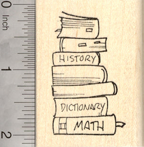 School Textbook Rubber Stamp, Stack of Academic Books