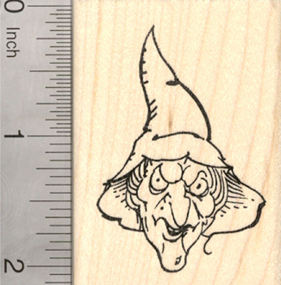 Halloween Witch Rubber Stamp, Wicked Face