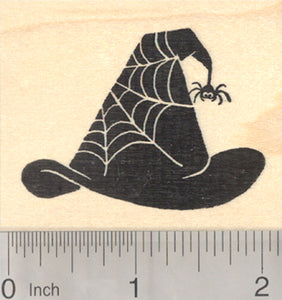 Halloween Witch Hat Rubber Stamp, Spider Web Design