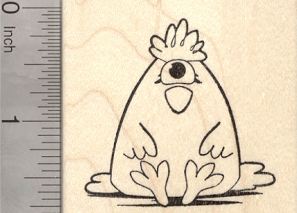 Halloween Monster Rubber Stamp, One-Eyed Chicken