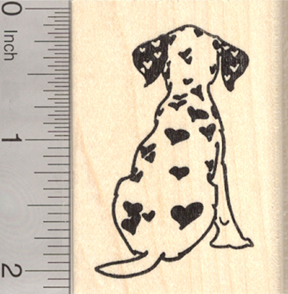 Valentine's Day Dalmatian Rubber Stamp, Dog with Heart Shaped Spots