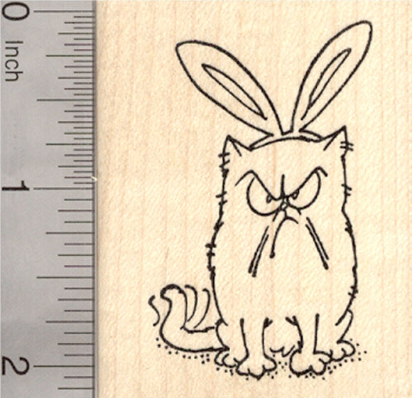 Easter Grumpy Cat Rubber Stamp, with Bunny Ears