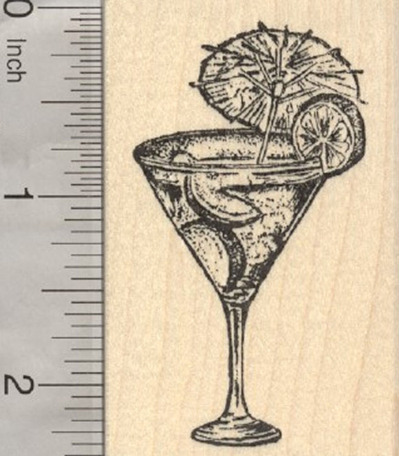 Summer Cocktail Rubber Stamp, Limes, Margarita