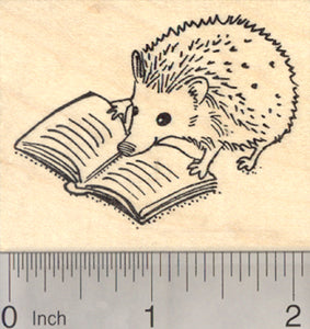 Reading Hedgehog Rubber Stamp