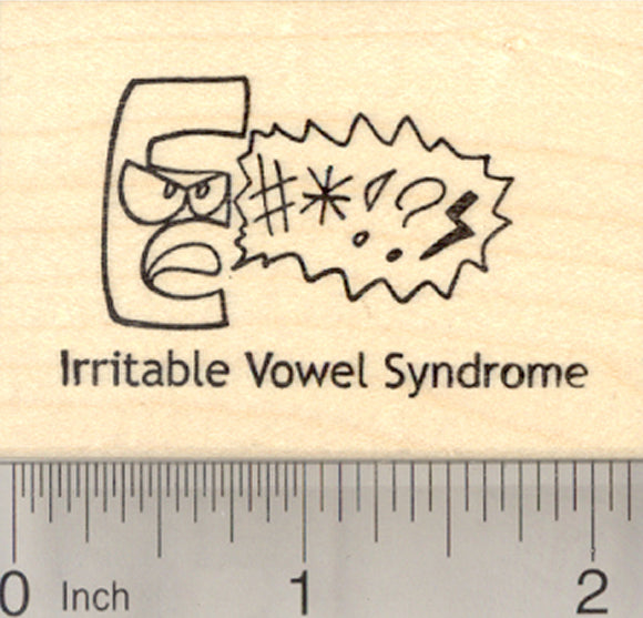 Irritable Vowel Syndrome Rubber Stamp, Humor