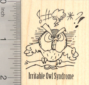 Irritable Owl Rubber Stamp, Humor