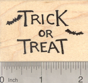 Trick or Treat Rubber Stamp, Halloween Bats