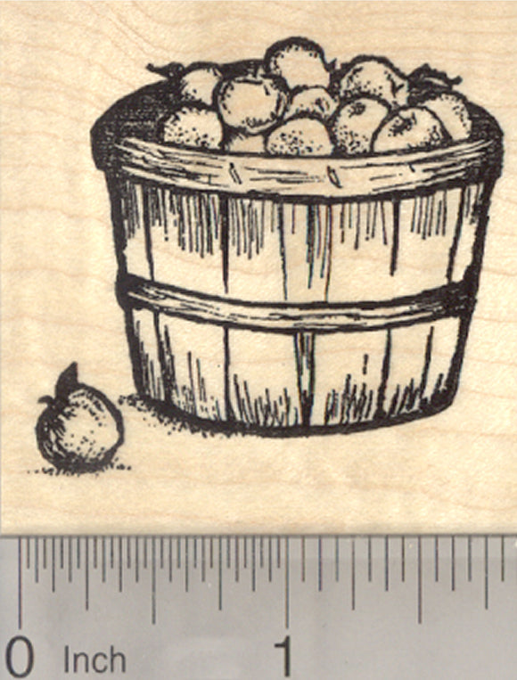 Bushel of Apples Rubber Stamp, Apple Picking Basket